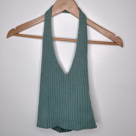 Be Cool Ribbed Sweater Halter Top, M/L - Picture 1 of 6